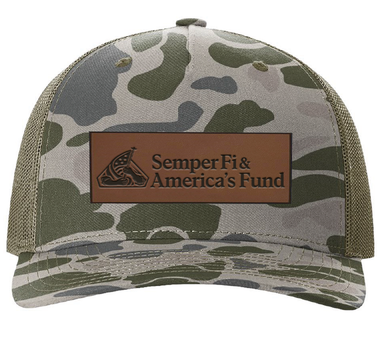Camo LEather Patch Trucker